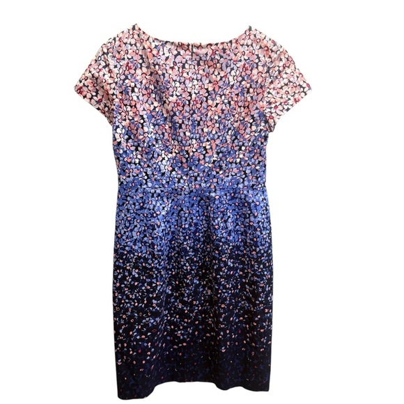Talbots Women Floral Ombre Cocktail Dress 2P Lined Blue Pink Party Wedding Work - Picture 8 of 14